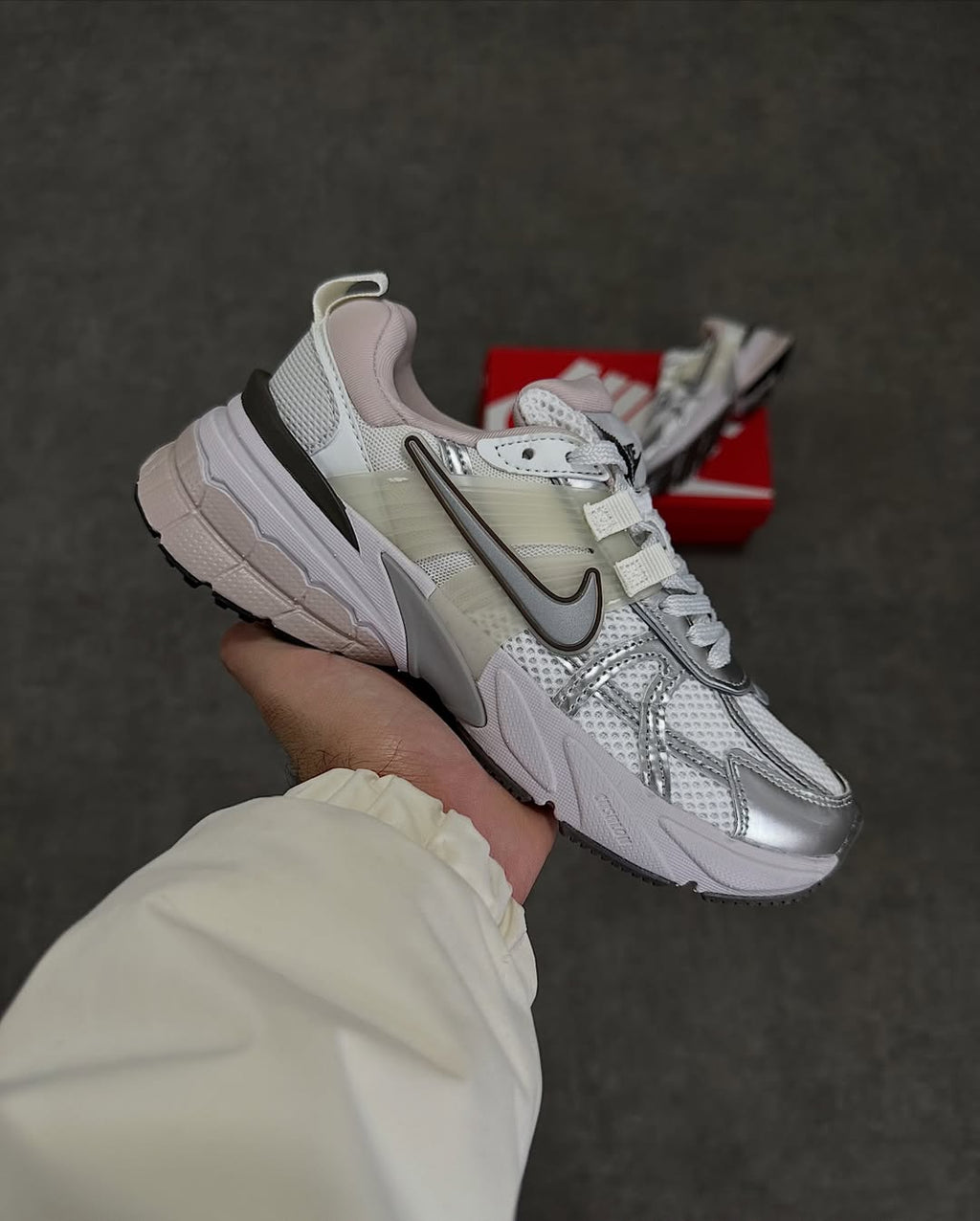 Nike V2K Run White Silver