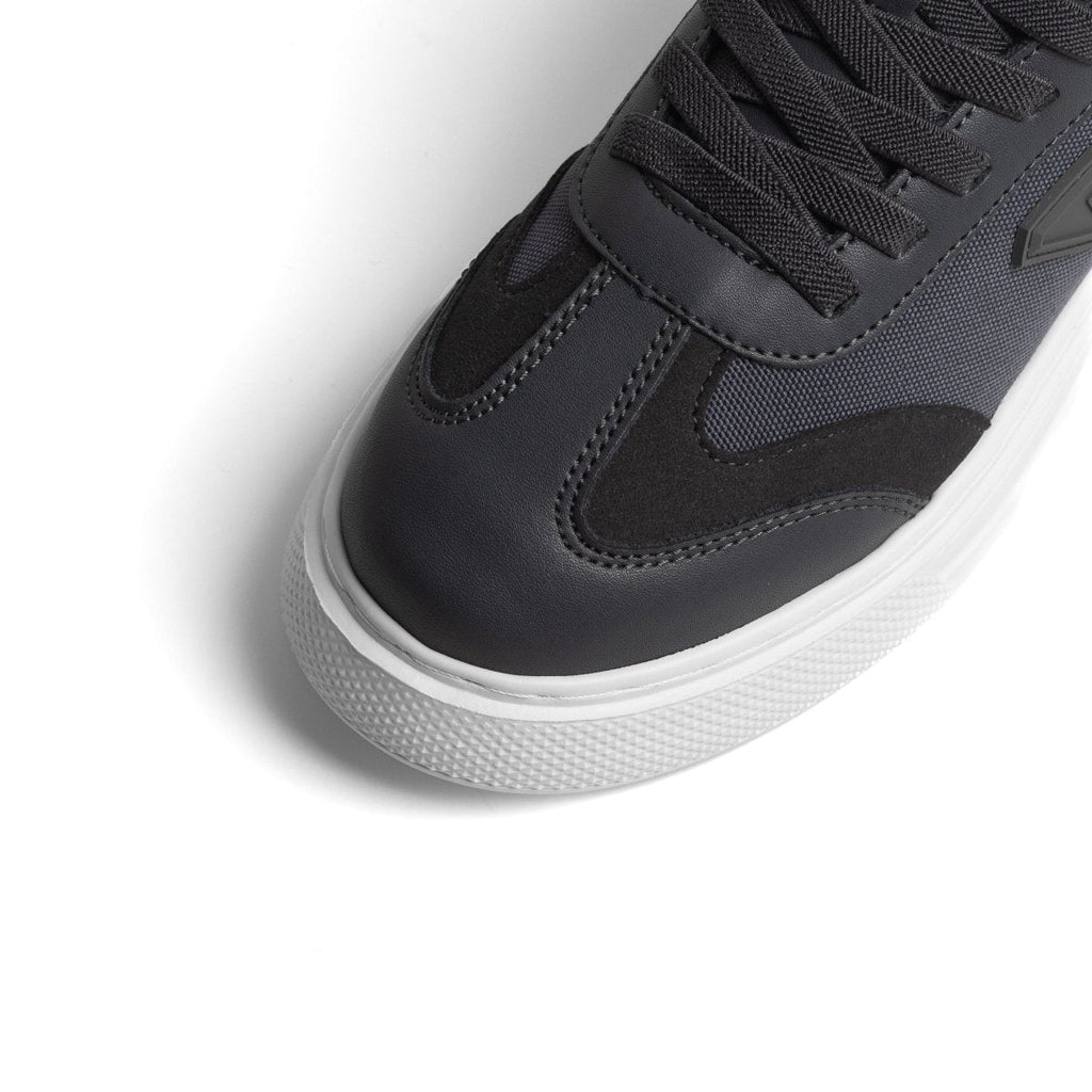 Delta Gris — Baskets Hybrides Cuir & Denim Technique