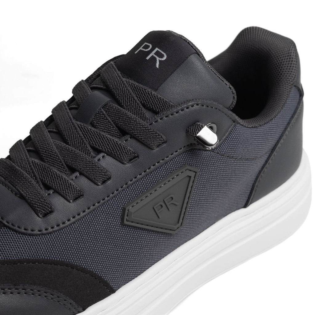 Delta Gris — Baskets Hybrides Cuir & Denim Technique