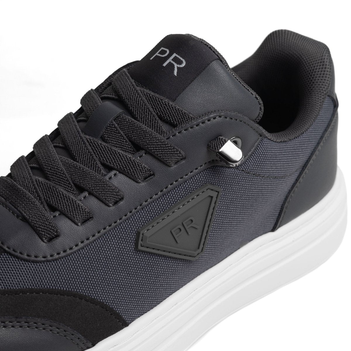 Delta Gris — Baskets Hybrides Cuir & Denim Technique