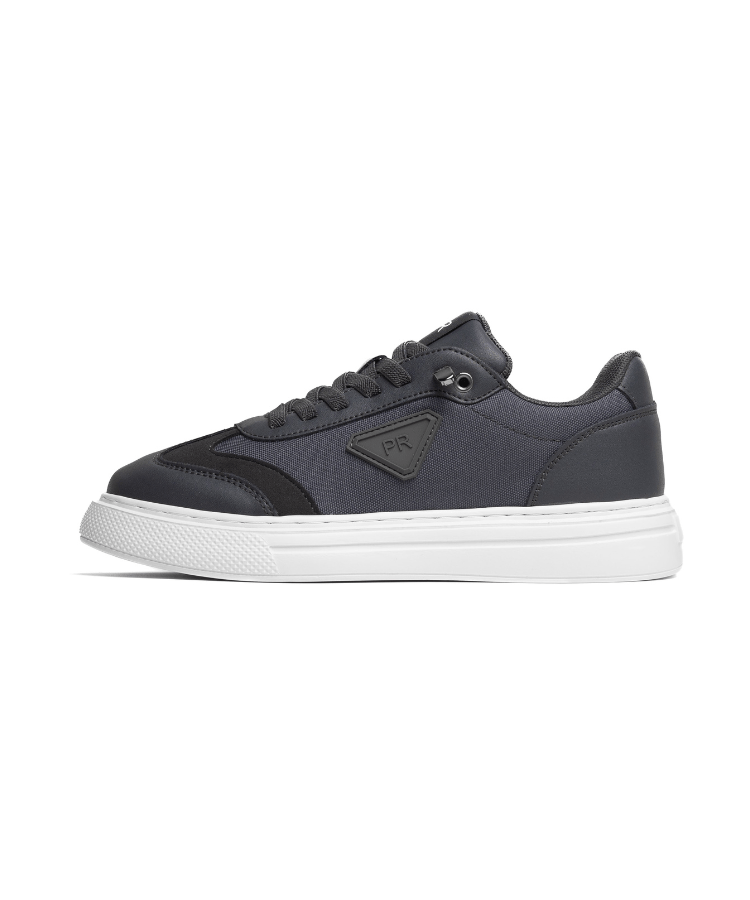 Delta Gris — Baskets Hybrides Cuir & Denim Technique