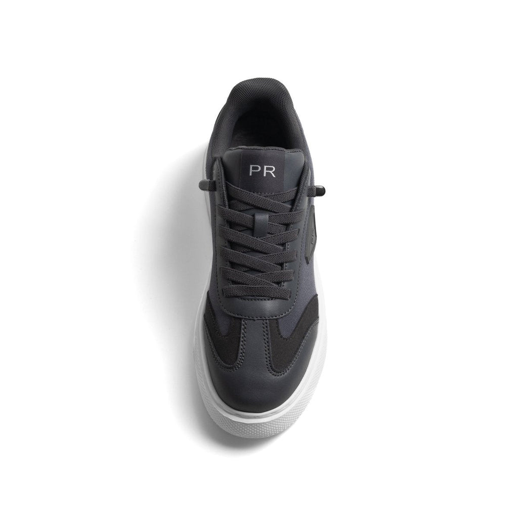 Delta Gris — Baskets Hybrides Cuir & Denim Technique