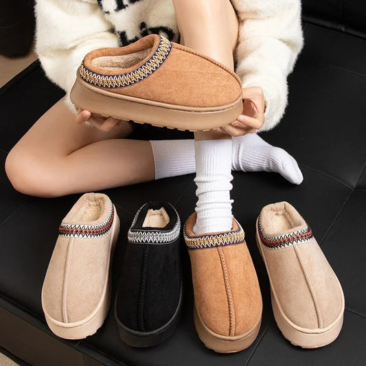Step into warmth and elegance with the CozyMuse™ Plush Winter Slippers