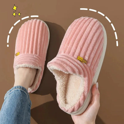 CozyMuse™ CloudStep Slippers – Ultra Soft Ribbed Plush Warm Indoor Shoes