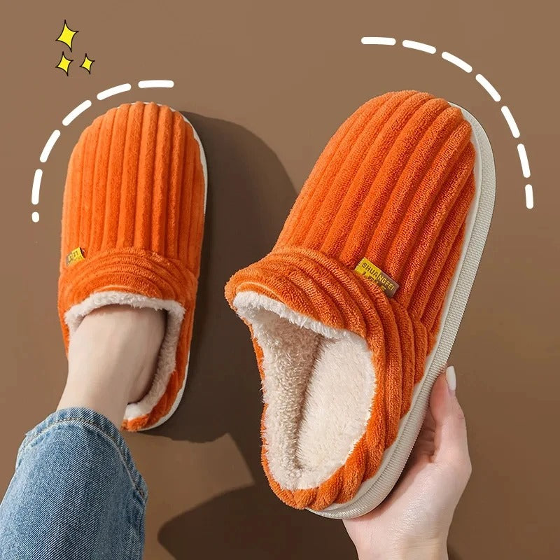 CozyMuse™ CloudStep Slippers – Ultra Soft Ribbed Plush Warm Indoor Shoes