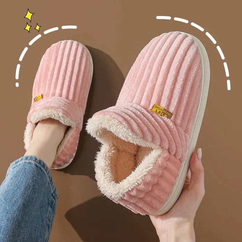 CozyMuse™ CloudStep Slippers – Ultra Soft Ribbed Plush Warm Indoor Shoes
