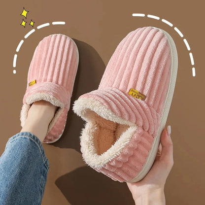 CozyMuse™ CloudStep Slippers – Ultra Soft Ribbed Plush Warm Indoor Shoes