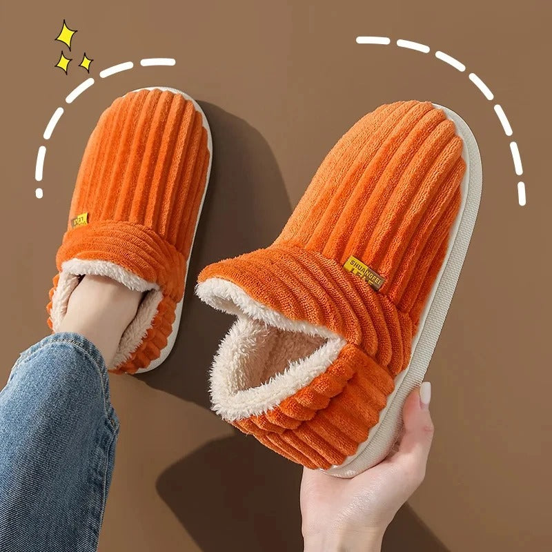 CozyMuse™ CloudStep Slippers – Ultra Soft Ribbed Plush Warm Indoor Shoes