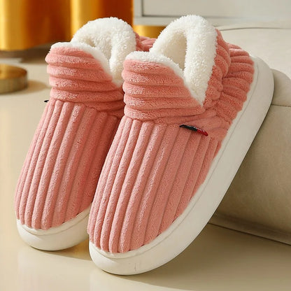 CozyMuse™ CloudStep Slippers – Ultra Soft Ribbed Plush Warm Indoor Shoes