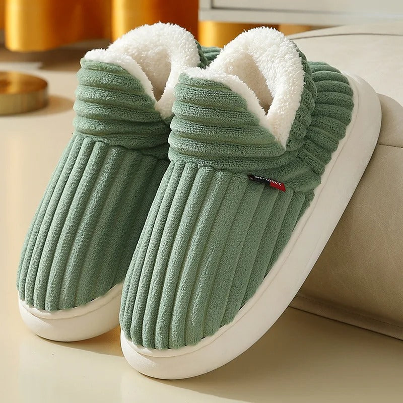 CozyMuse™ CloudStep Slippers – Ultra Soft Ribbed Plush Warm Indoor Shoes