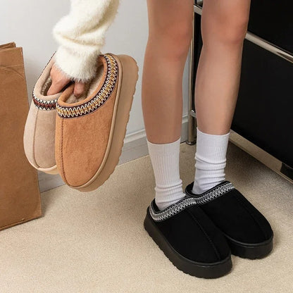 Step into warmth and elegance with the CozyMuse™ Plush Winter Slippers