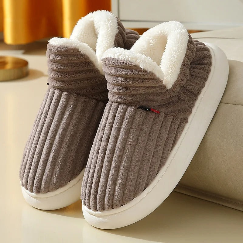 CozyMuse™ CloudStep Slippers – Ultra Soft Ribbed Plush Warm Indoor Shoes