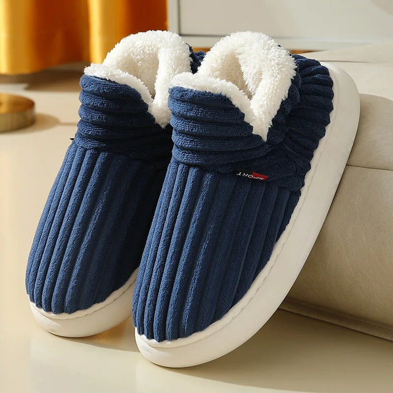 CozyMuse™ CloudStep Slippers – Ultra Soft Ribbed Plush Warm Indoor Shoes