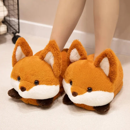 CozyMuse™ Plush Animal Slippers – Fox & Red Panda Edition | Ultra Soft Winter Warm Indoor Shoes