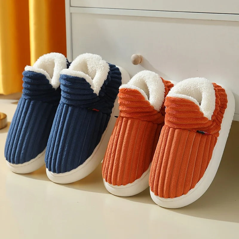 CozyMuse™ CloudStep Slippers – Ultra Soft Ribbed Plush Warm Indoor Shoes
