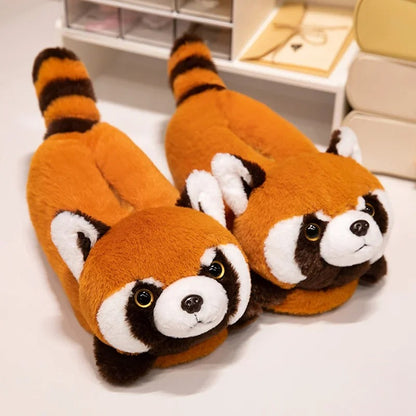 CozyMuse™ Plush Animal Slippers – Fox & Red Panda Edition | Ultra Soft Winter Warm Indoor Shoes