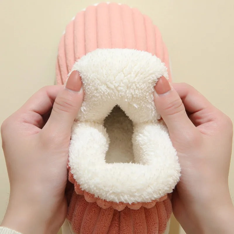 CozyMuse™ CloudStep Slippers – Ultra Soft Ribbed Plush Warm Indoor Shoes