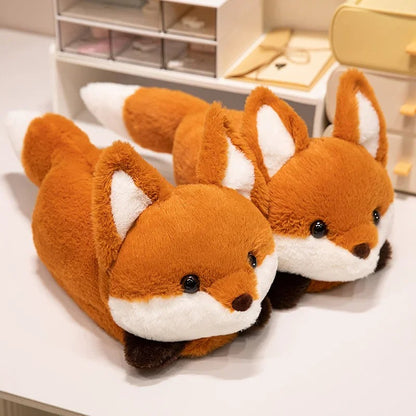 CozyMuse™ Plush Animal Slippers – Fox & Red Panda Edition | Ultra Soft Winter Warm Indoor Shoes