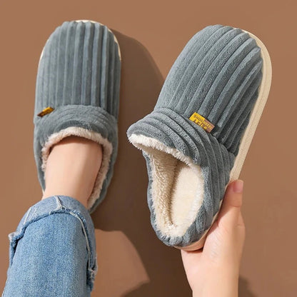 CozyMuse™ CloudStep Slippers – Ultra Soft Ribbed Plush Warm Indoor Shoes