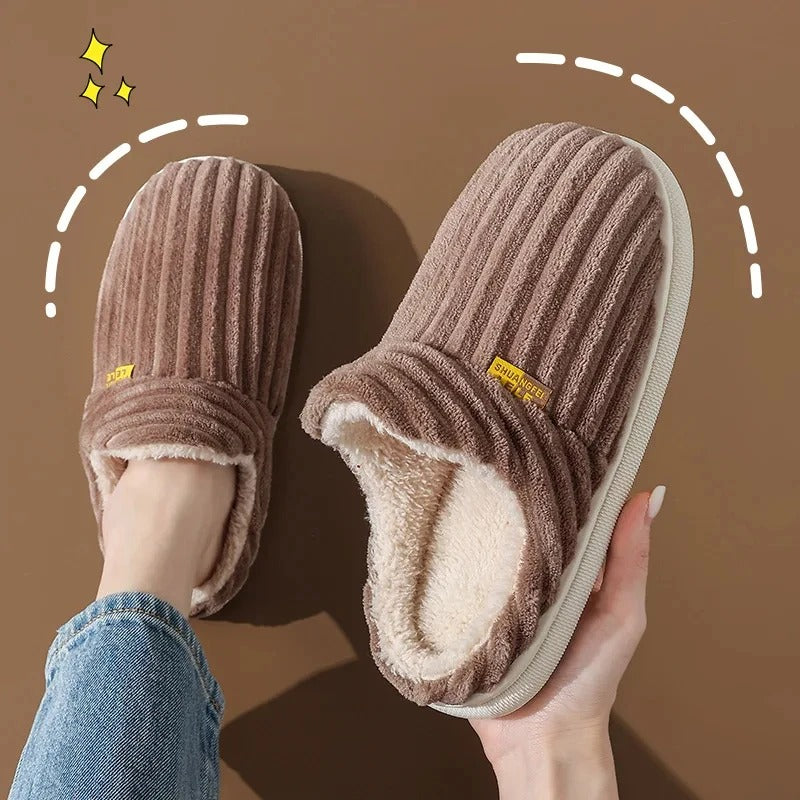 CozyMuse™ CloudStep Slippers – Ultra Soft Ribbed Plush Warm Indoor Shoes